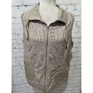 Weekends Perfect Stretch by Chico Size 2/L/12 Vest open weave Tan Sleeveless